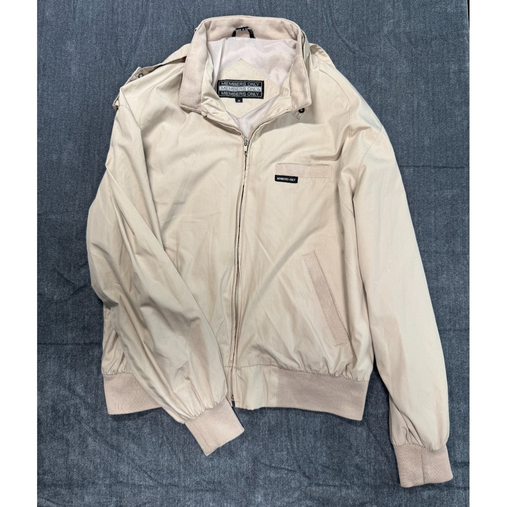 Vintage Members Only Jacket Men’s M Beige Full Zip Bomber Korea Casual Coat